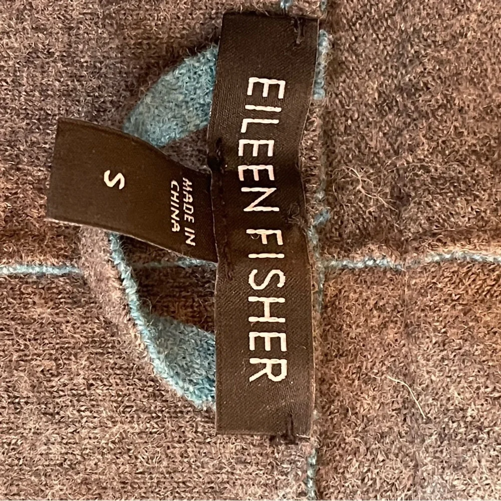 Eileen Fisher Merino Wool Open Front Cardigan Blue Gray Reversible Style XS